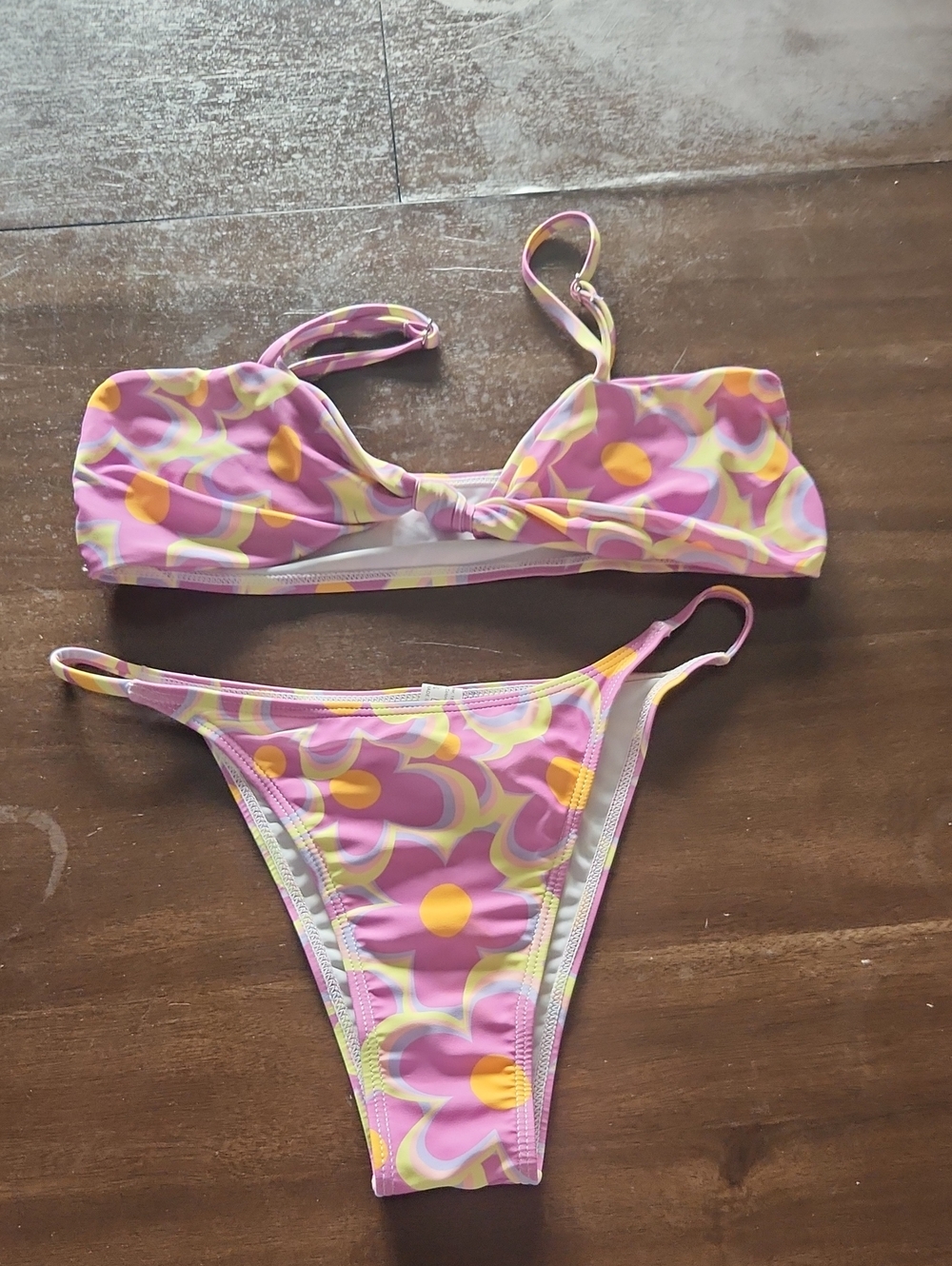 Floral Pink & Yellow Two-Piece Bikini